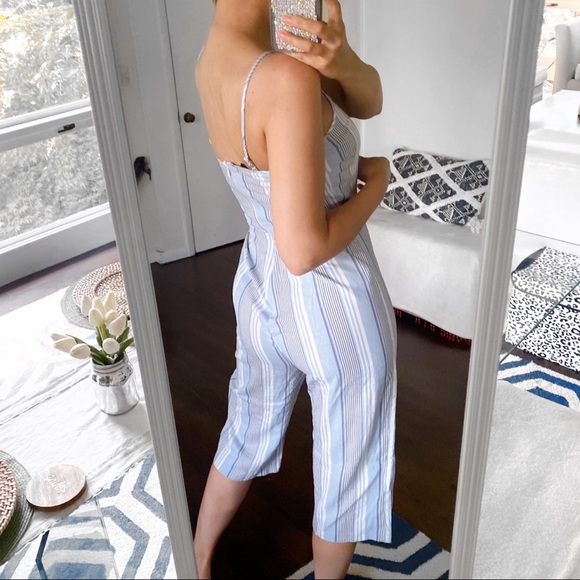 🐟 NEW LOOK BLUE WHITE STRIPE JUNIOR LINEN JUMPSUIT! - Picture 3 of 9